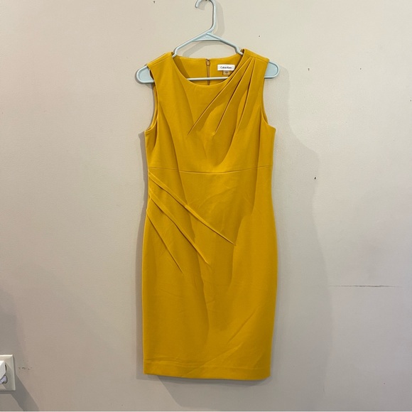 calvin klein mustard yellow dress Womens mustard yellow Calvin Klein dress